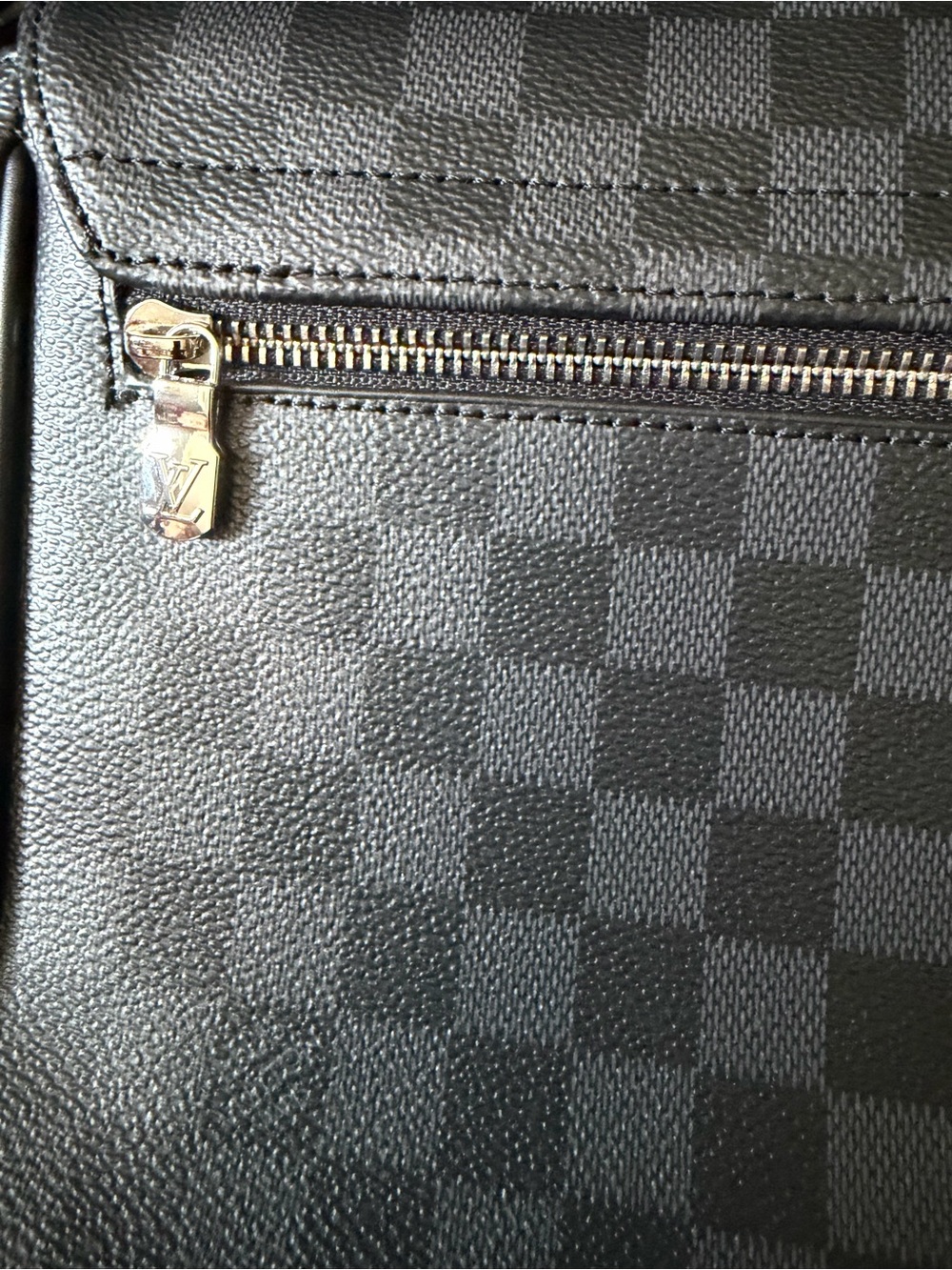 Others Follow Black Checkered Leather Crossbody Bag good condition
